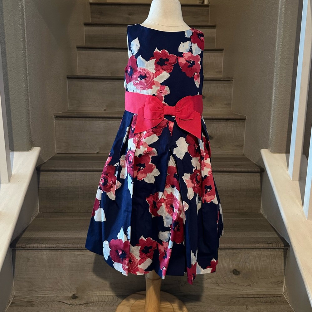 Janie and Jack Navy Pink Floral Dress Sz 4